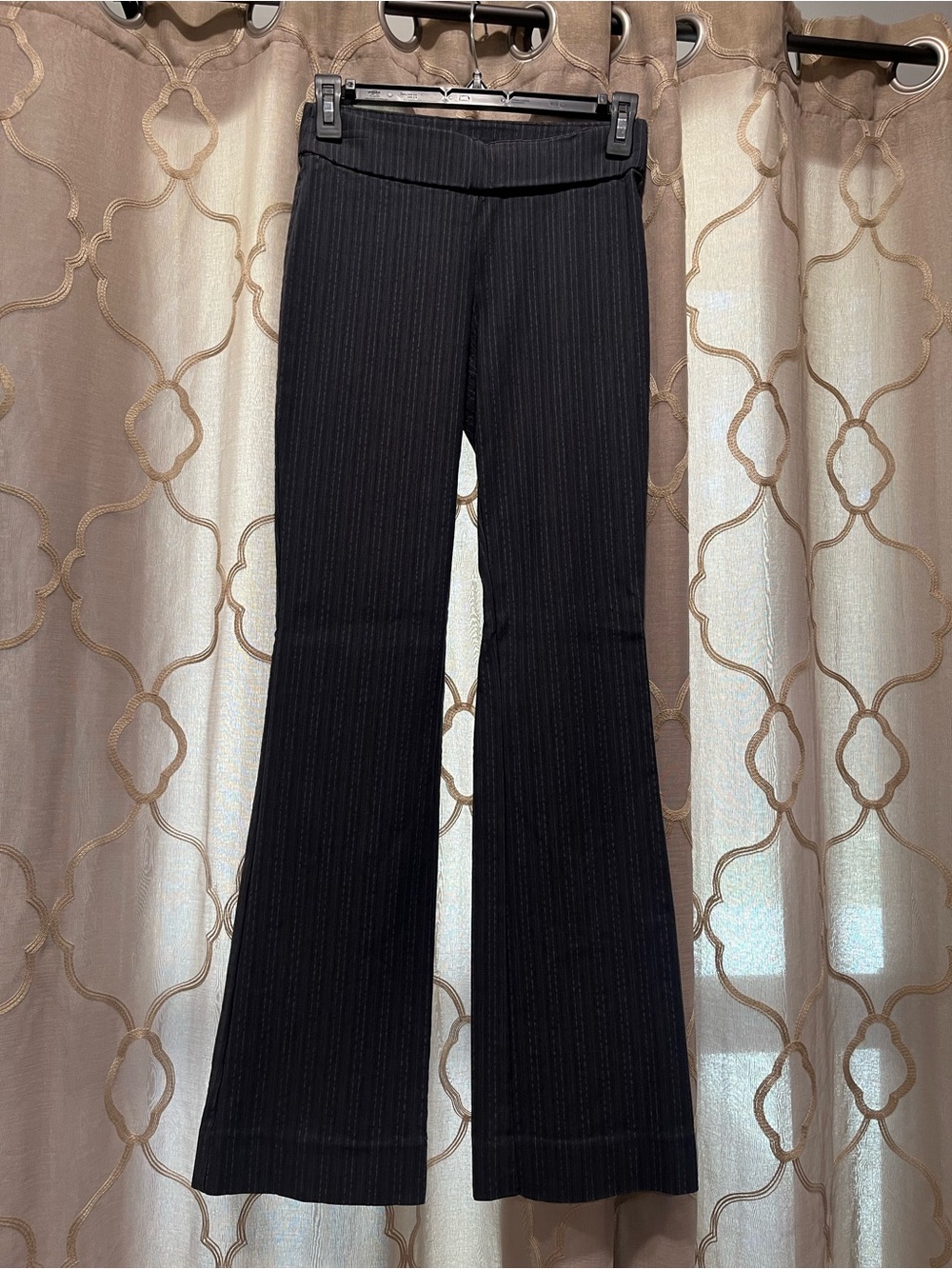 Simply Vera Vera Wang Black Pinstripe Flare Pants - Subtle Vertical Stripe